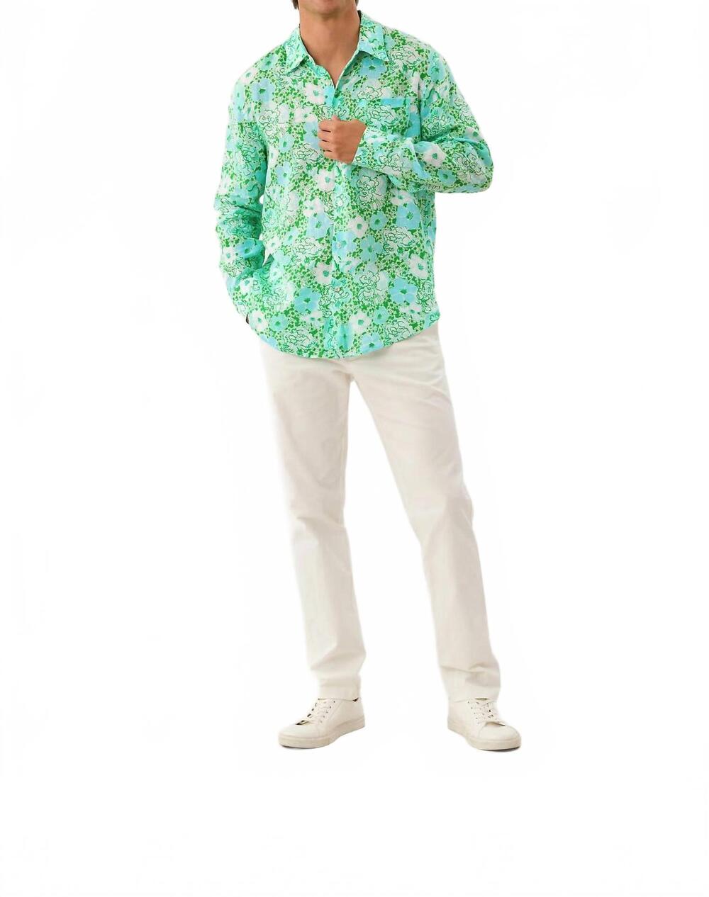 NEW LILLY PULITZER men's stuff addison shirt in mint condition burst of joy